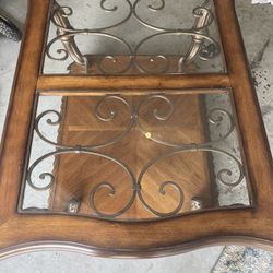 Wooden Victorian Table w/Glass Top