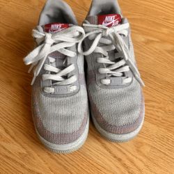 Nike Air Force 1 Crater Flyknit GS Gray Red DH3375-002 Size 5Y Sneakers