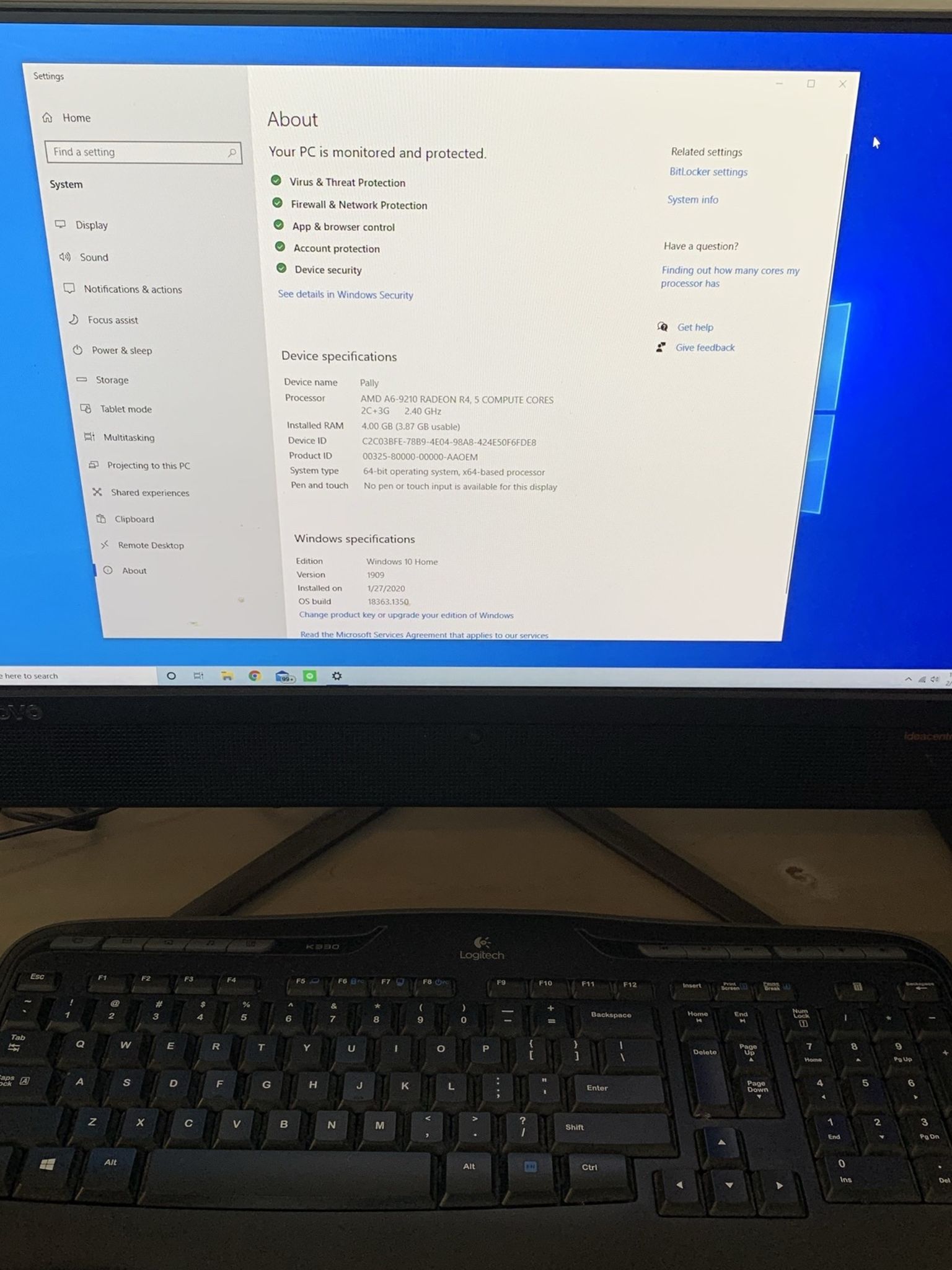Lenovo Ideacentre All In One Desktop Computer PC W/ Keyboard & Mouse