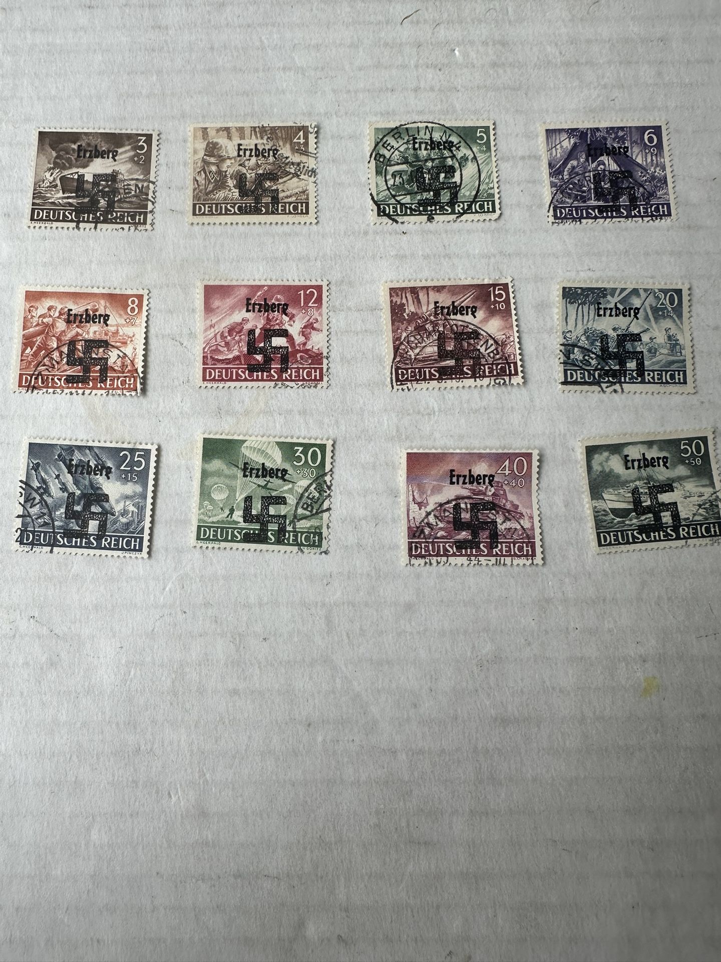 Germany WW2 Collection Of overprint Erzberg Stamps Used