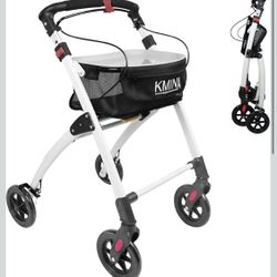 KMINA PRO - Narrow Walkers for Small Spaces, Rollator Seniors, Folding Walker with Wheels, Black