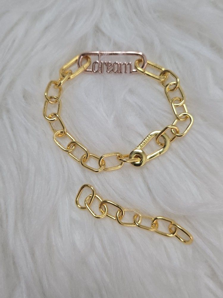Pandora me with dream charm Small-Link Chain Bracelet 14k gold size adjustable