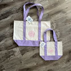  Trader Joe’s Lavender Easter Tote Collection- Large Reusable Bag And Mini Tote
