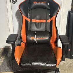 Cougar Armor Elite Gaming Chair - Orange/Black, Reclining Adjustable, Head/Lumber Support