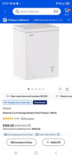 Hisense 5 Cu Ft Chest Freezer White