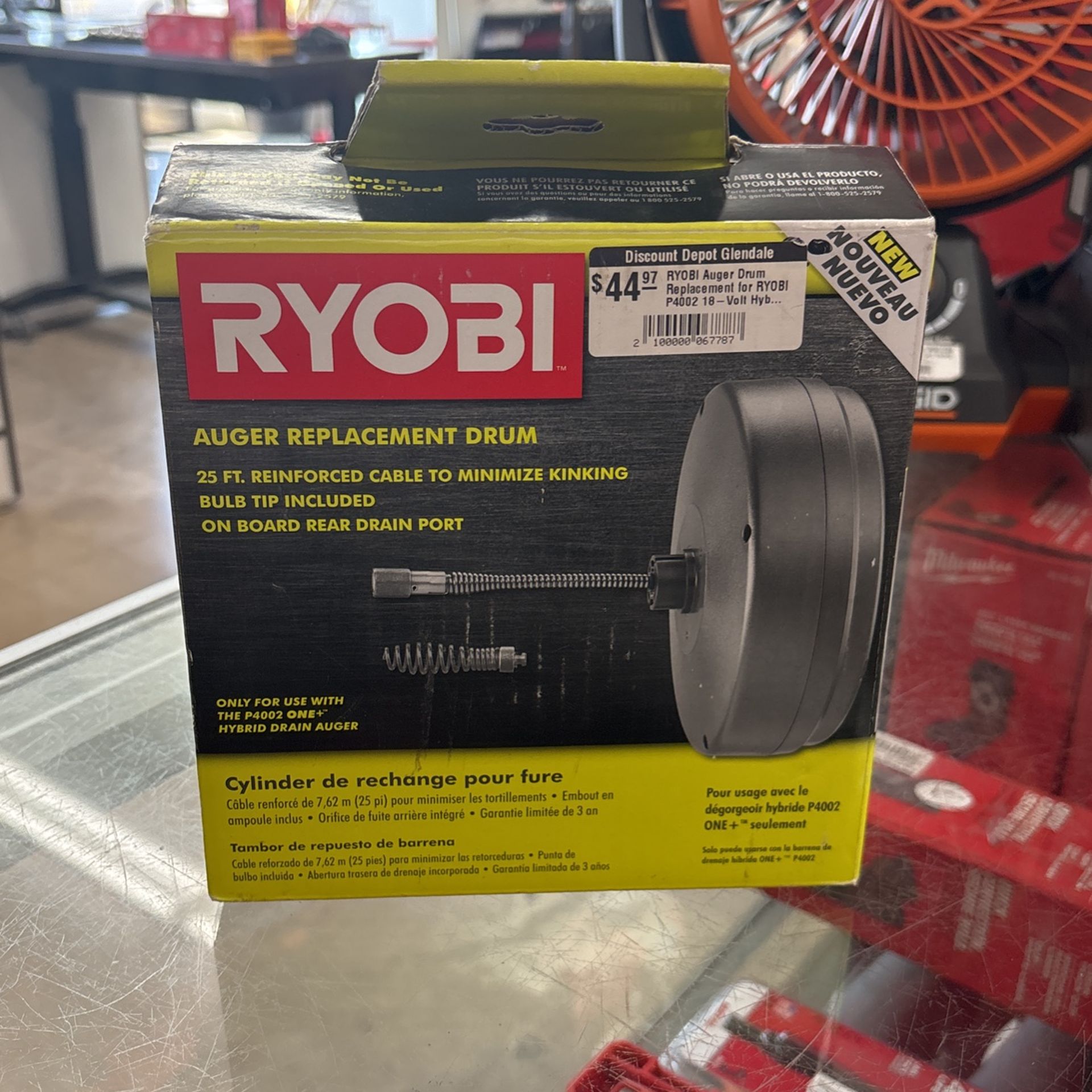 RYOBI Auger Drum Replacement for RYOBI P4002 18-Volt Hybrid Drain Auge (New)