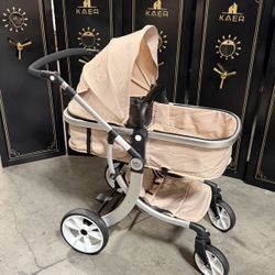 New 2-in-1 High Landscape Baby Stroller, Reversible Bassinet Reclining