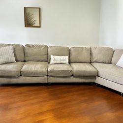 Free Delivery – Bobs Discount Beige Sectional Sofa – FreshSeat Co.