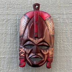 Carved Teak Wood Handmade Tribal Mask Wall Accent Decor