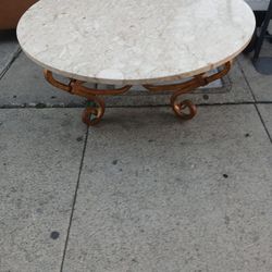 1950's Wrought Iron And Marble Coffee Table Year 