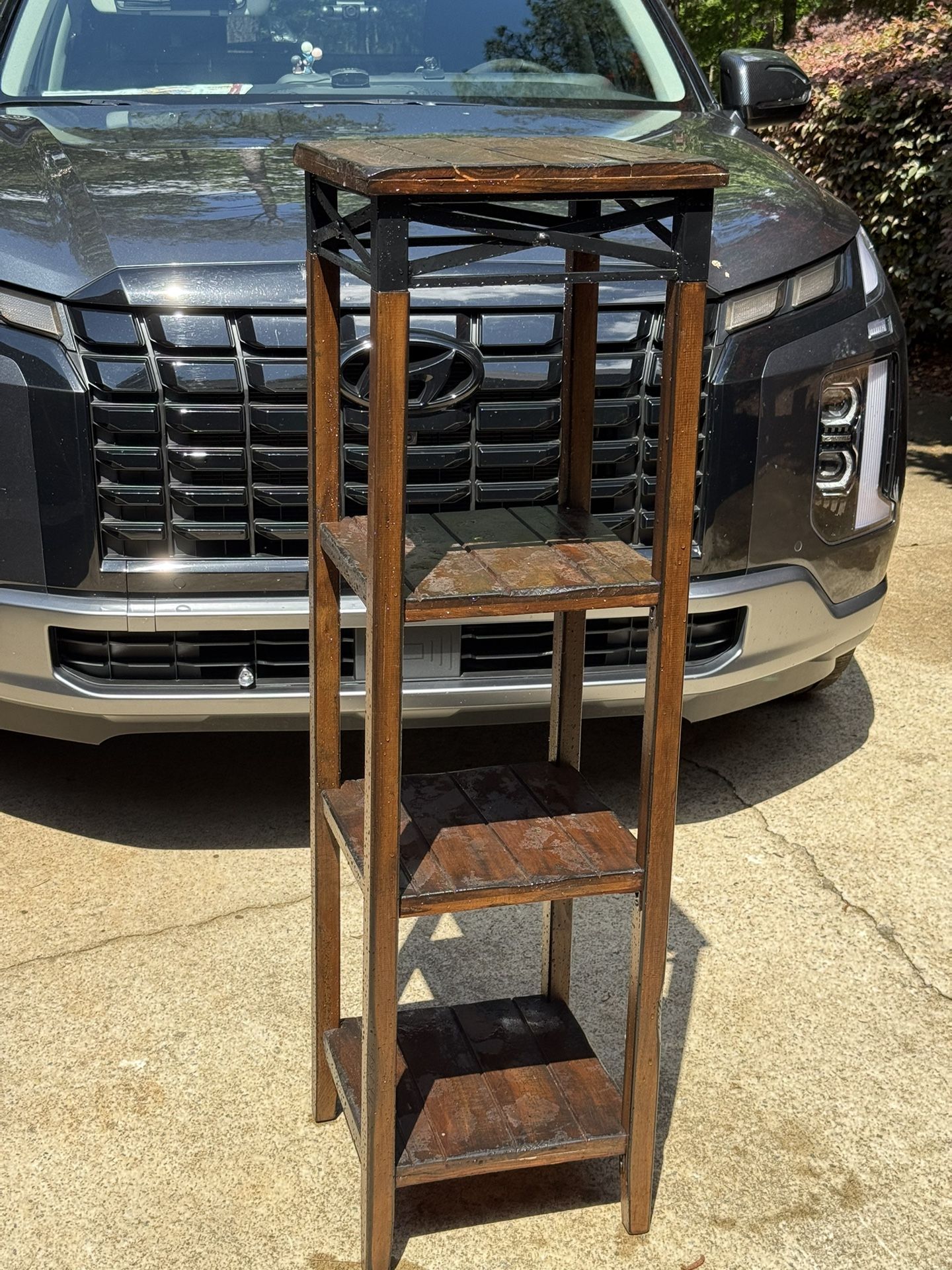 Rustic Wood and Metal 4-Tier Shelf