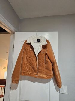Tan Corduroy Sherpa-Lined Jacket