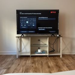 TV Stand with Power Outlets and LED Lights