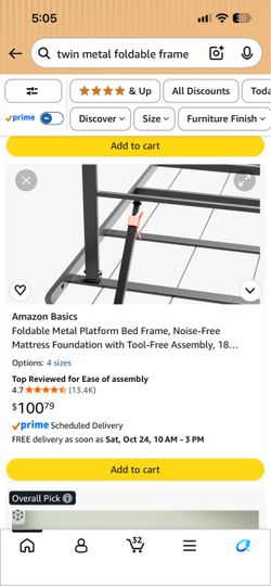 Amazon Basics Foldable Metal Platform Bed Frame