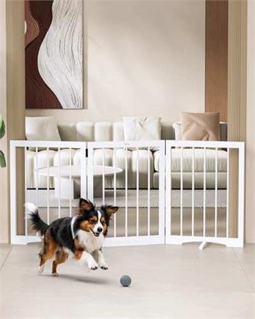 keny Dog Gate Indoor, 3 Panels each 24” H x 18” Freestanding Dog Gates with Support Feet for Stairs, Pet Gates for Doorways Hallways, Folding Pet Barr