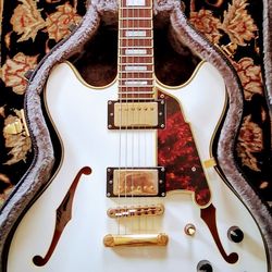 D'Angelico EXCEL DC US150 Gorgeous White & Gold, Great Condition, Great Performer + With OHSC; Trade Your US Telecaster Or?