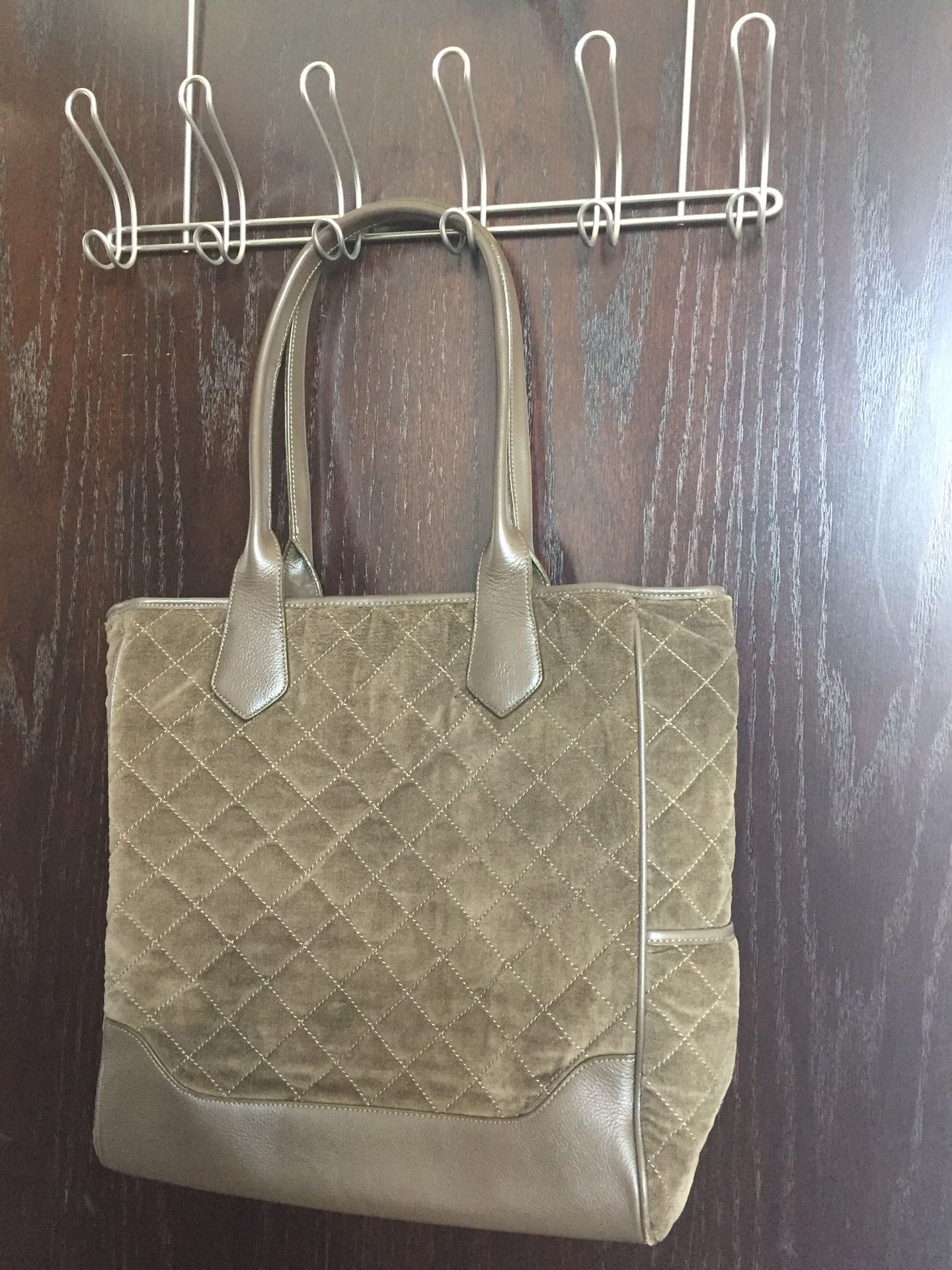 Pottery Barn Tote Brown Velour