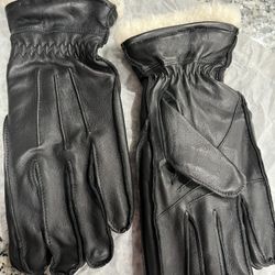 Unisex Lamb Leather Cashmere Lined Gloves