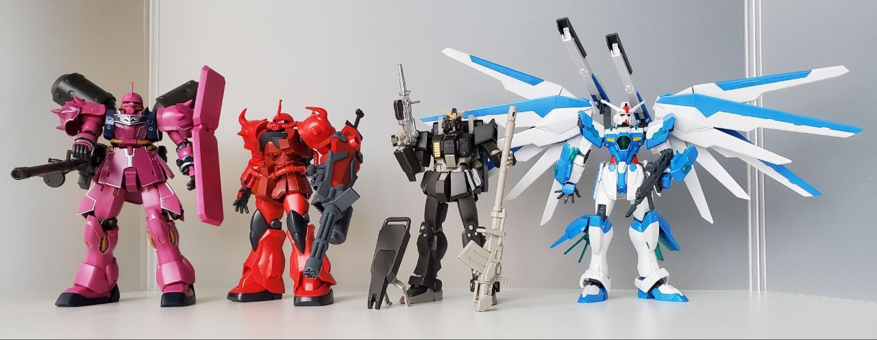 Assembled HG Gunpla kits