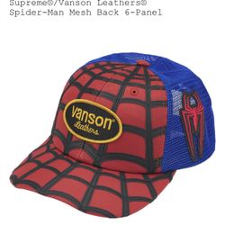 Supreme Vanson Leathers Spiderman Mesh Back 6 Panel Hat 
