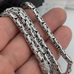 C9✨ 24" Solid Sterling Silver Byzantine Toggle Clasp Neckla 59g ✨

