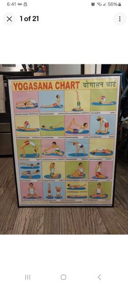 Vintage Framed Yogasana Chart Poster