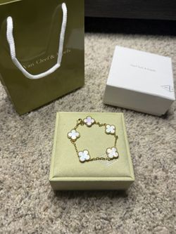 Van Cleef White And Gold Bracelet