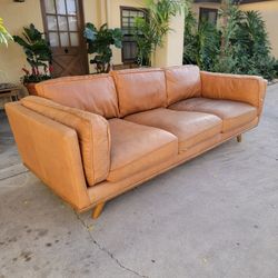 Article Timber Tan Leather Sofa