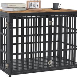 40" Dog Crate Furniture, Wooden Pet Crate End Table