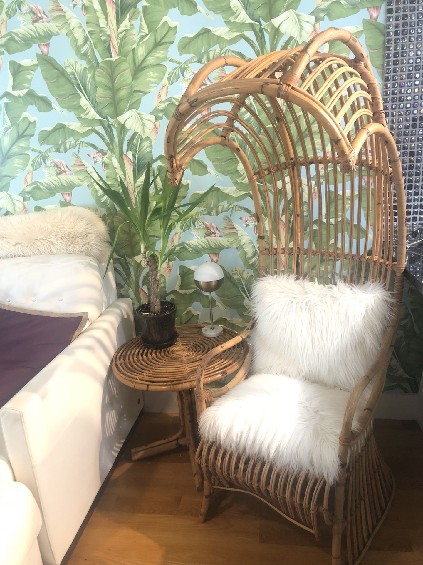 Huge bamboo bohemian canopy balloon chair
