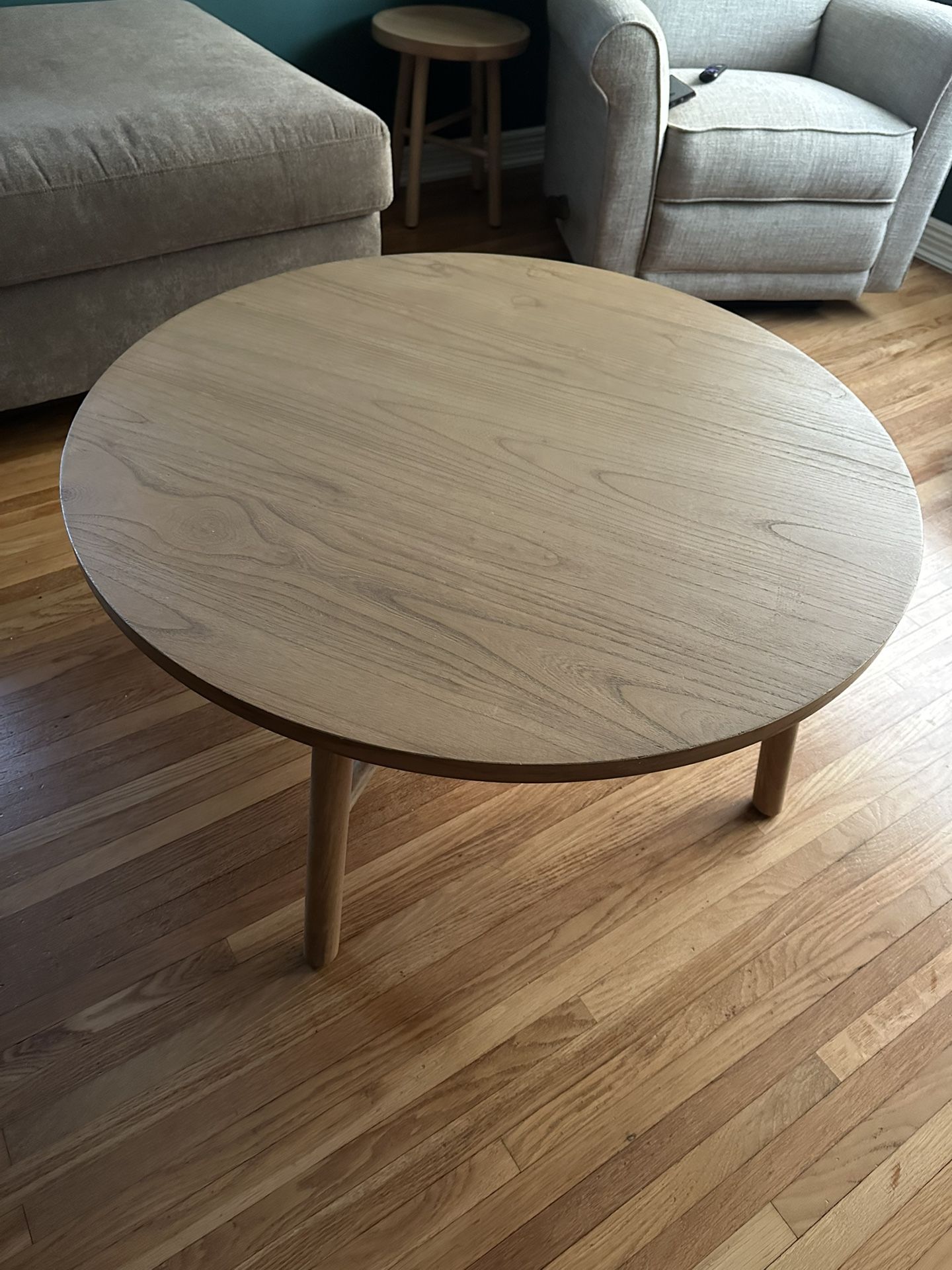 Round Natural Wood Coffee Table 