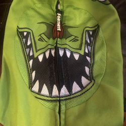 Fortnite Boys Green Rex Dino Mask Cosplay Hoodie Zip Halloween Costume Size L