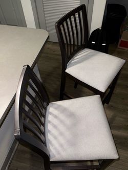 Dark Wood Dining Chairs with Upholstered Seats