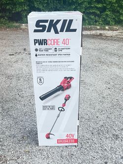 Skil new power core 40v brushless trimmer blower combo kit with battery and charger