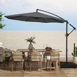 10ft Outdoor Patio Cantilever Umbrella With Base