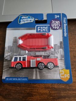 Turbo Wheels First Responder Fire Truck & Rescue Raft 2-Piece Set