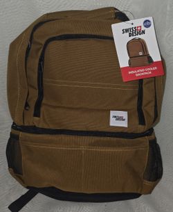 Swiss Design Brown Insulated Cooler Backpack 14"×19" New With Tags