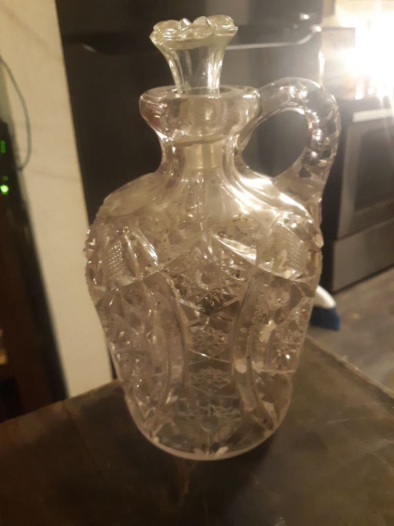 Antique depression glass decanter bottle