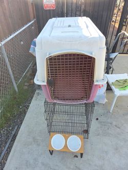 Dog Crates and Pet Feeding Station Lot