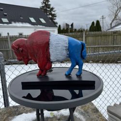 Red, White And Blue Buffalo Statue