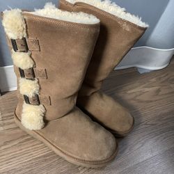 Cozy UGG Klea Chestnut Suede Shearling Lined Boots