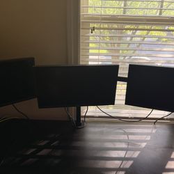 3 Dell Monitors W/ Stand
