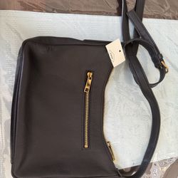 Fossil Black Leather Crossbody Bag