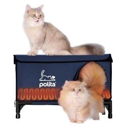 Rugged Heated Cat House for Outdoor Cats in Winter, Extremely Insulated & 100% Weatherproof, Elevated Feral Cat Shelter with Waterproof Eaves & Safe E