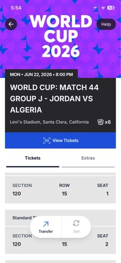 Jordan vs Algeria  World Cup - Match 44 (Group J) Mon June 22