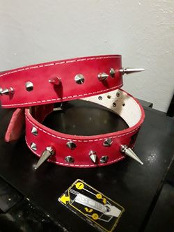 Dog collars 100%leather S,M,L,XL custom with spikes(collar para perros grandes resistentes todas las medidas)