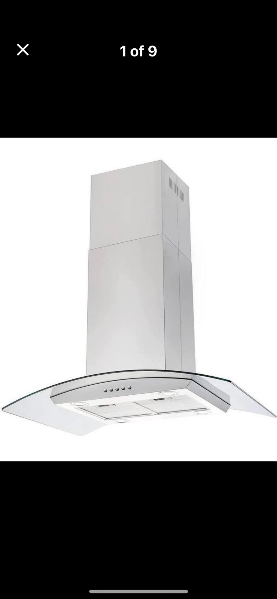 New 36 inch Island Range Hood 700 CFM Ceiling Mount Hood Stainless Steel Stove Vent Hood with Tempered Glass, Push Button Controls, Mesh Filters