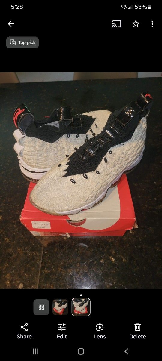 Nike Lebron 15 Graffiti Men's White Black Basketball Sneakers Size 9