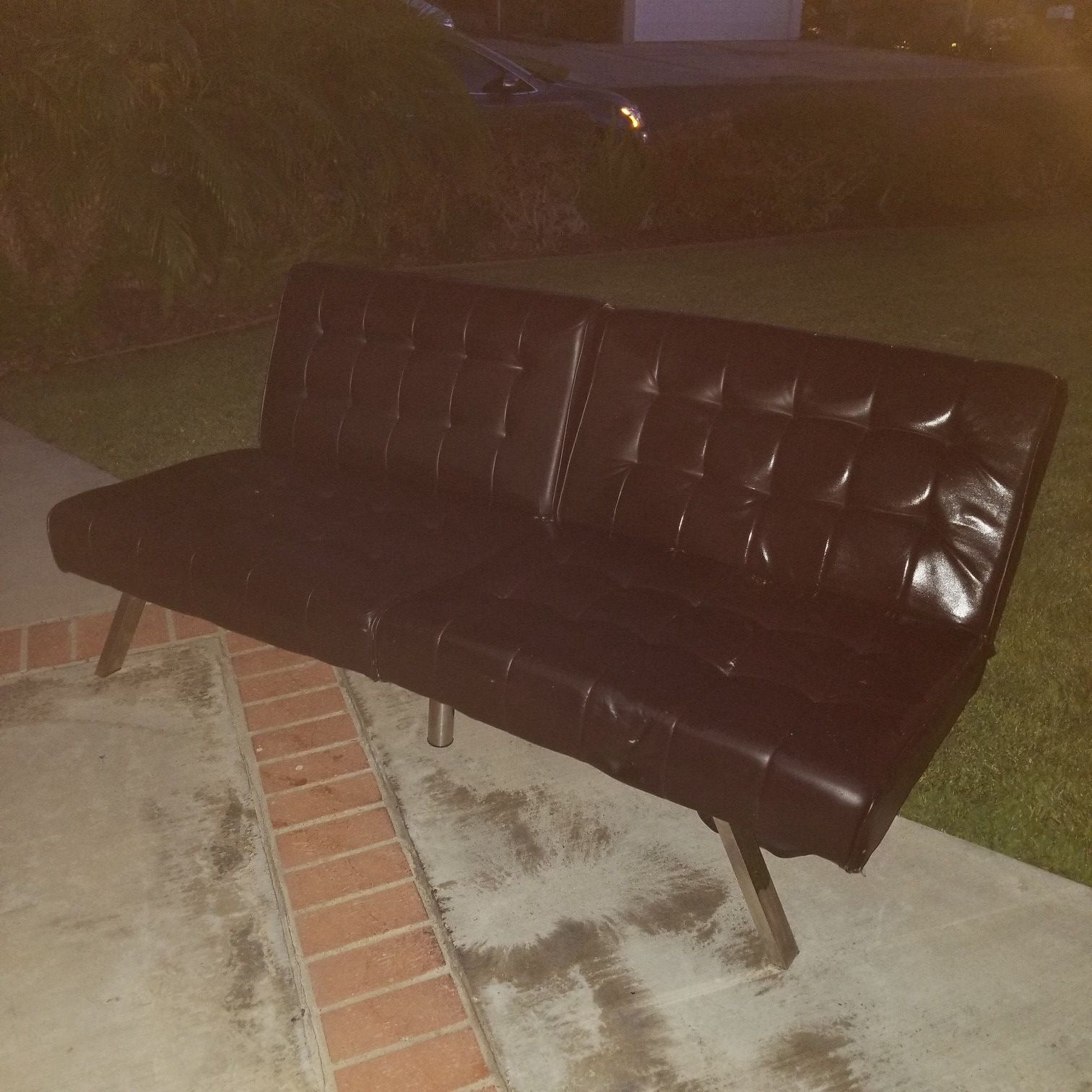 Black Synthetic Leather Futon