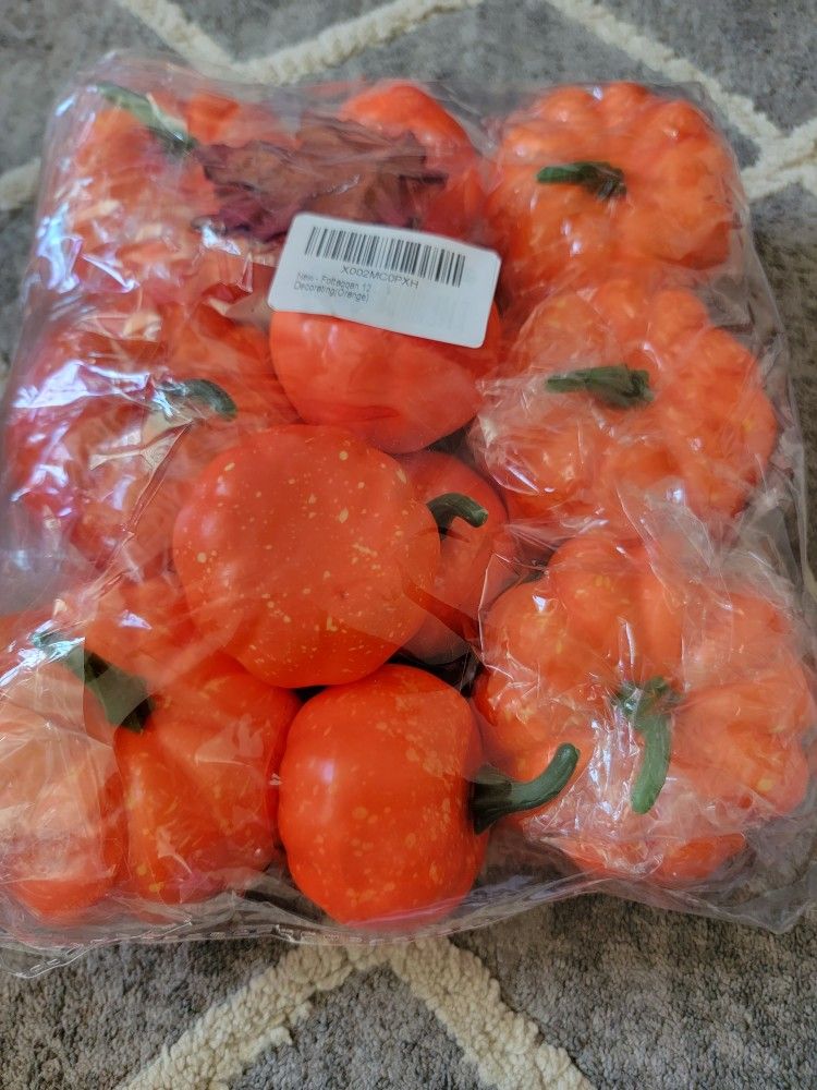 12 Pack Fake Orange Pumpkins Halloween Thanksgiving Decoration